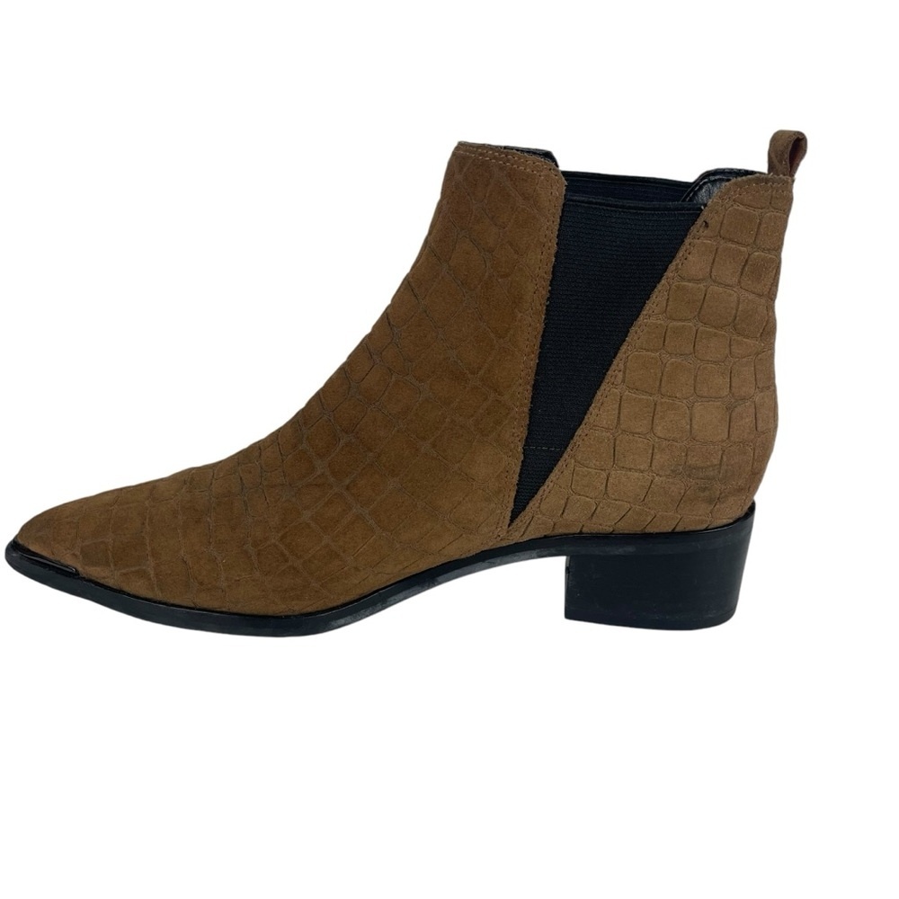 Marc Fisher Mlyale Croco Embossed Chelsea‎ Boots Tan Brown Size 6.5